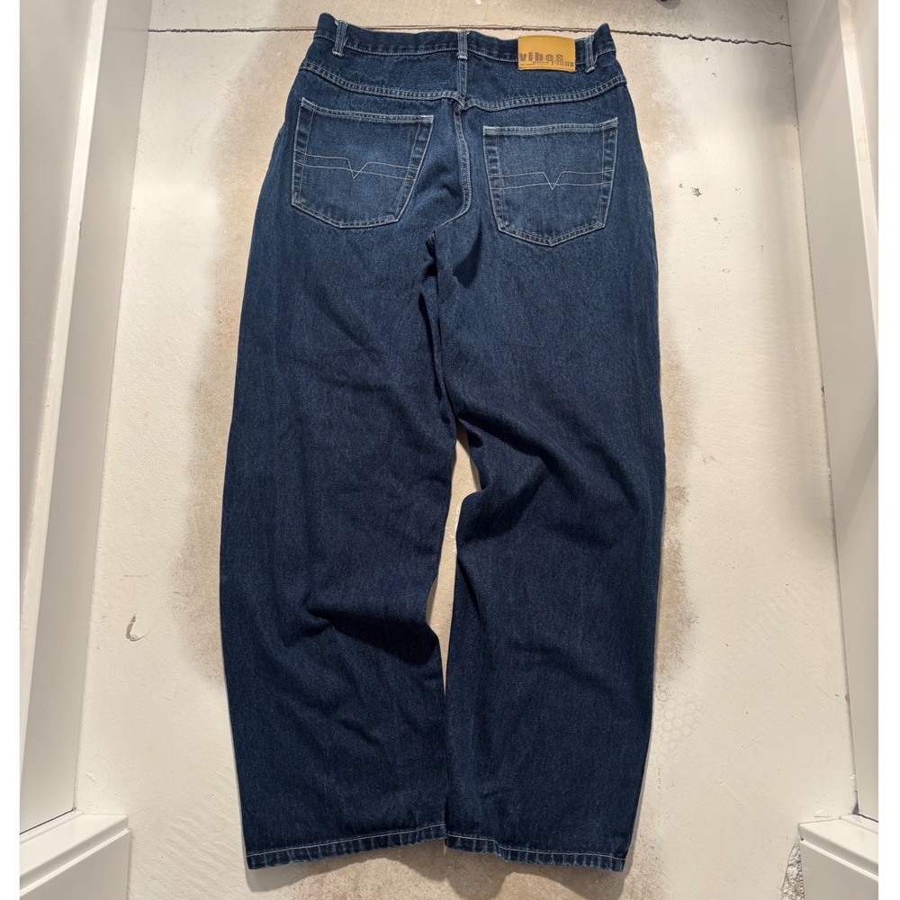 Vibes Mens Baggy Jeans 33x32 Dark Wash Wide Leg Vintage 90s Streetwear